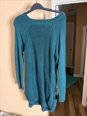 RD Style Teal Off-the-Shoulder Knit Sweater